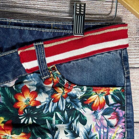 Desigual Asymmetrical Upcycled Denim Mini Skirt Size 38/US Sz 6 - Picture 8 of 9